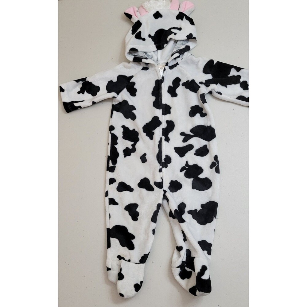 Old Navy Black White Cow Hooded Outfit Halloween Costume Baby 3-6 Months